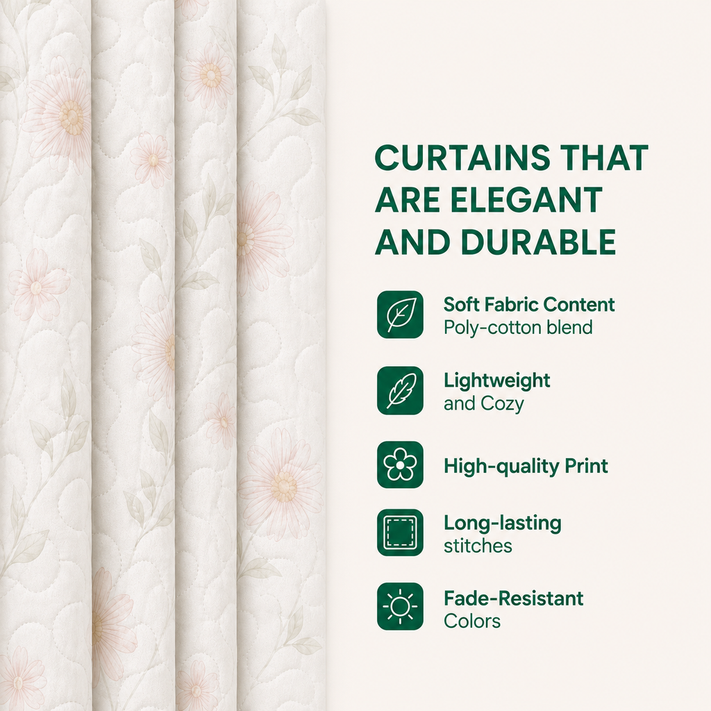 70s Daisy Flower Quilted Curtains VVCLD09