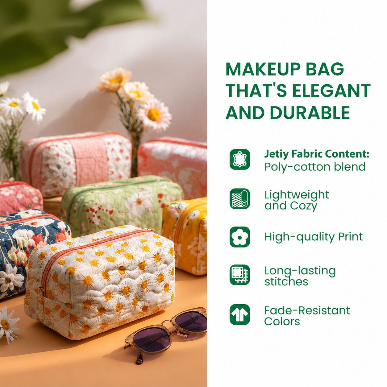 Boho Mushroom Quilted Makeup Bag VVCLD10