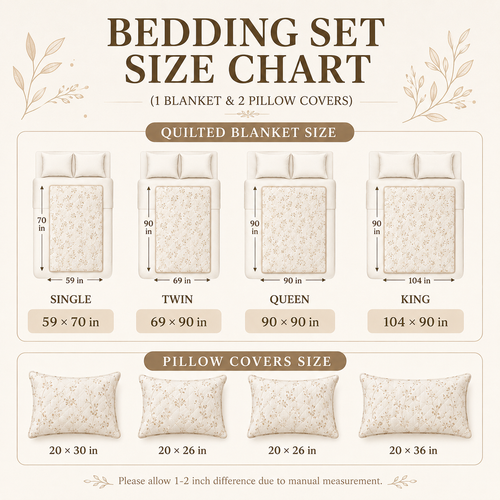 Blue Hydrangea Floral Quilted Bedding Set VVCLD10