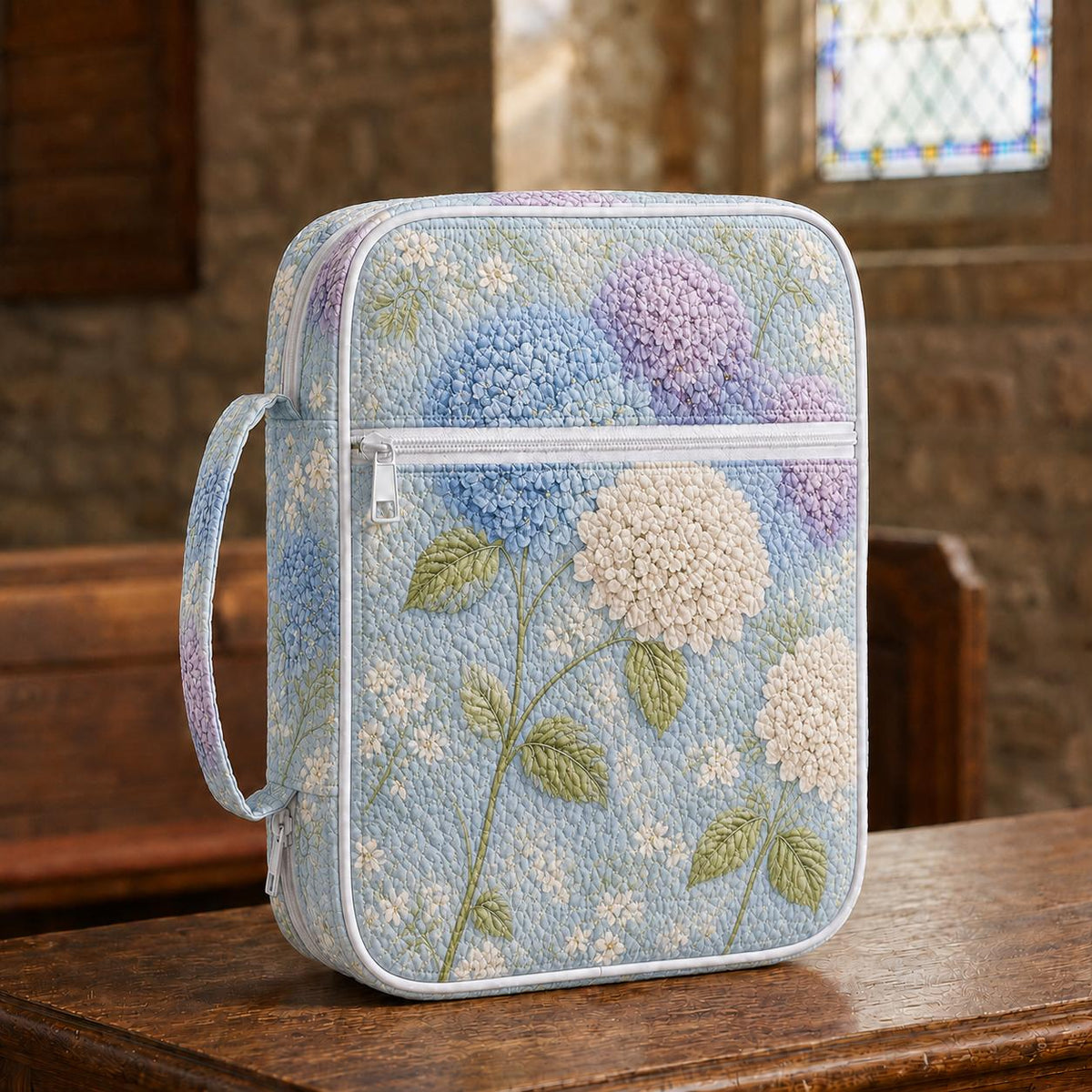 Hydrangea Pattern Quilted Bible Cover VVCLD03