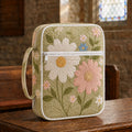 Vintage Sage Green Floral Quilted Bible Cover VVCLD04