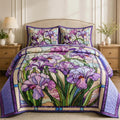 Vintage Stained Glass Garden Quilted Bedding Set VVCLD04