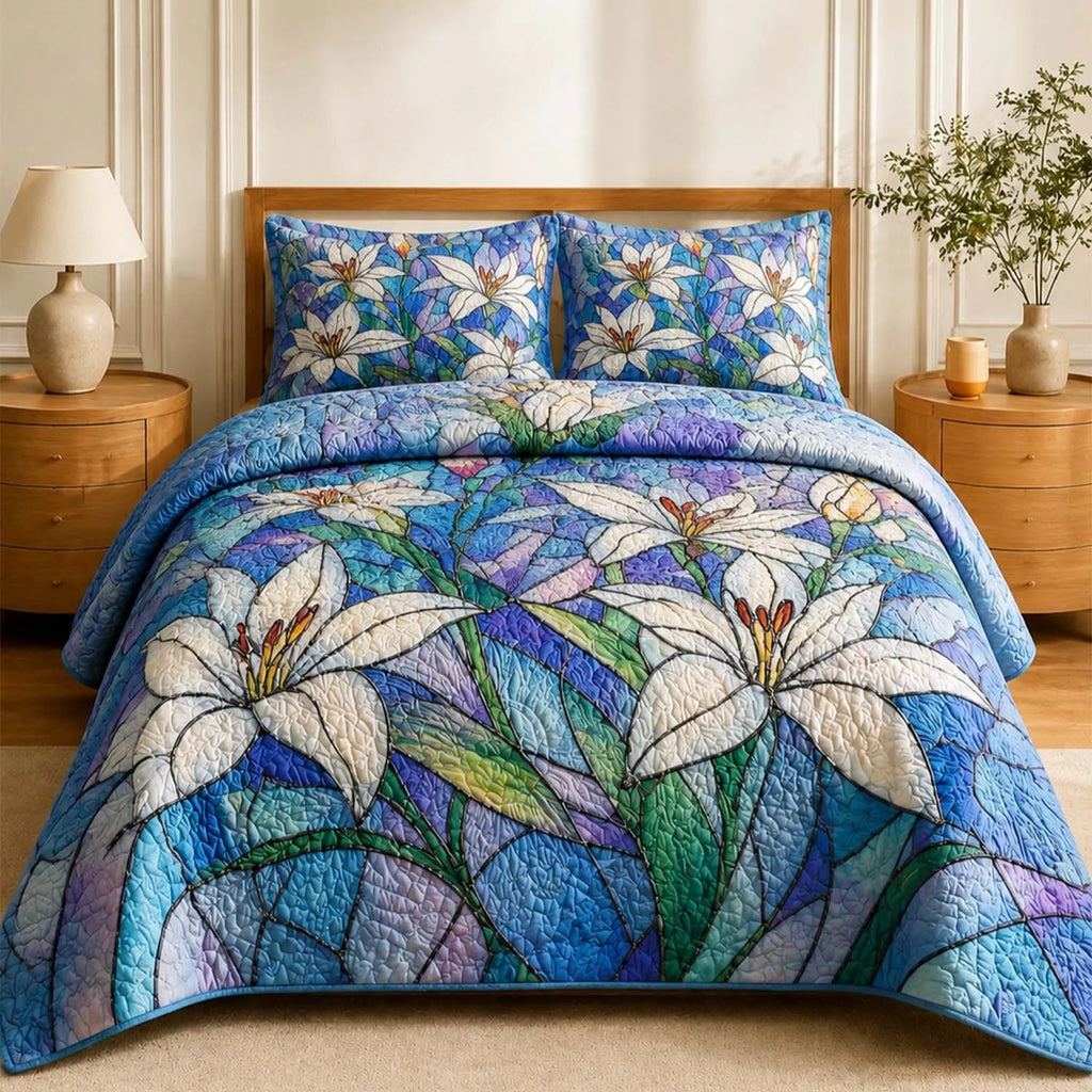 Stained Glass Botanical Quilted Bedding Set VVCLD05