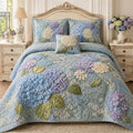 Blue Hydrangea Floral Quilted Bedding Set VVCLD10