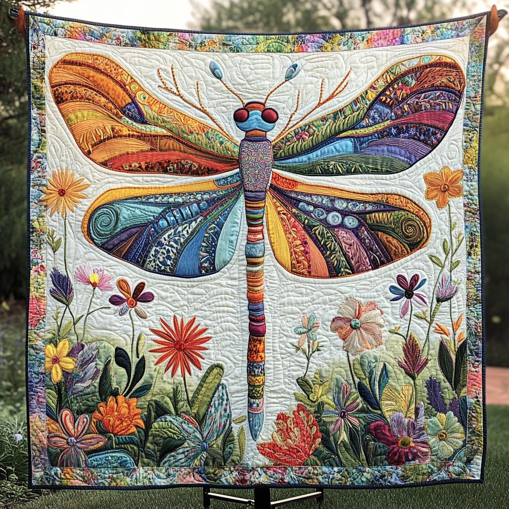 Colorful Dragonfly Quilted Blanket VVCLD02