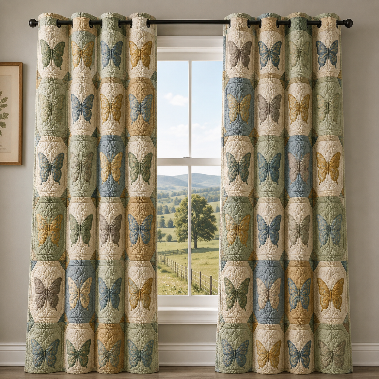 Vintage Butterfly Quilted Curtains VVCLD01