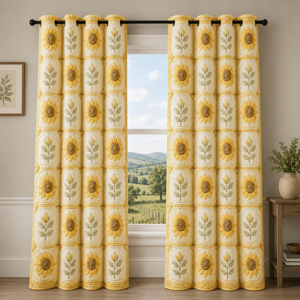 Farmhouse Sunflower Quilted Curtains VVCLD02