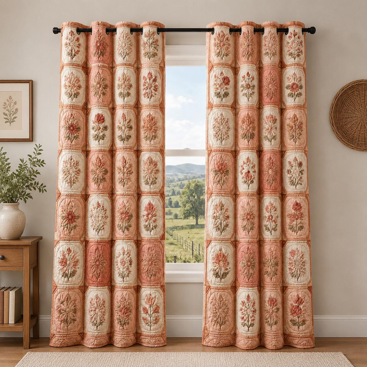 Floral Botanical Cottagecore Quilted Curtains VVCLD03