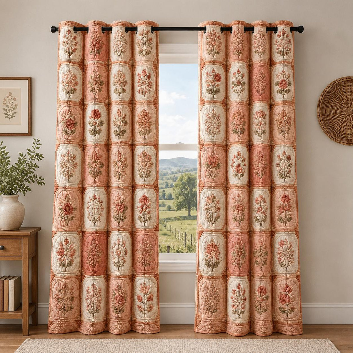 Floral Botanical Cottagecore Quilted Curtains VVCLD03