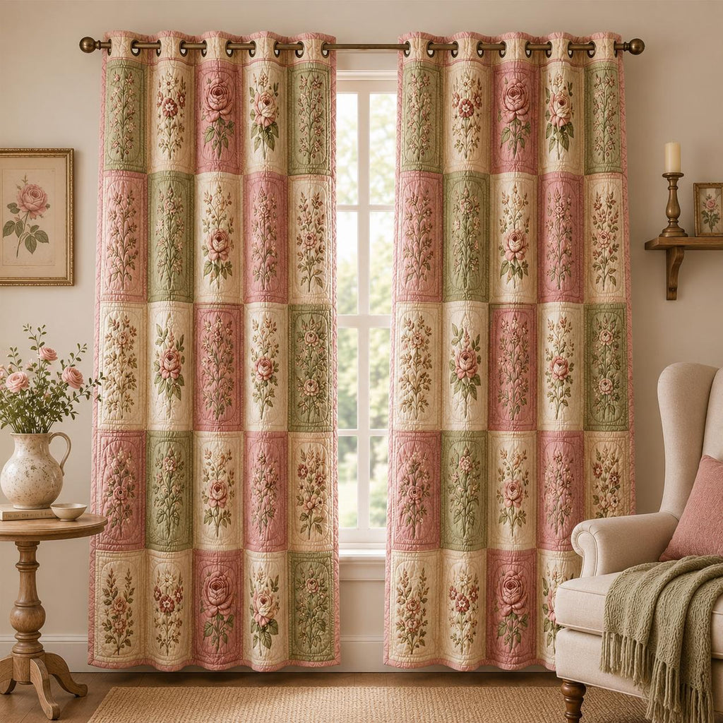 Vintage Floral Patchwork Quilted Curtains VVCLD10