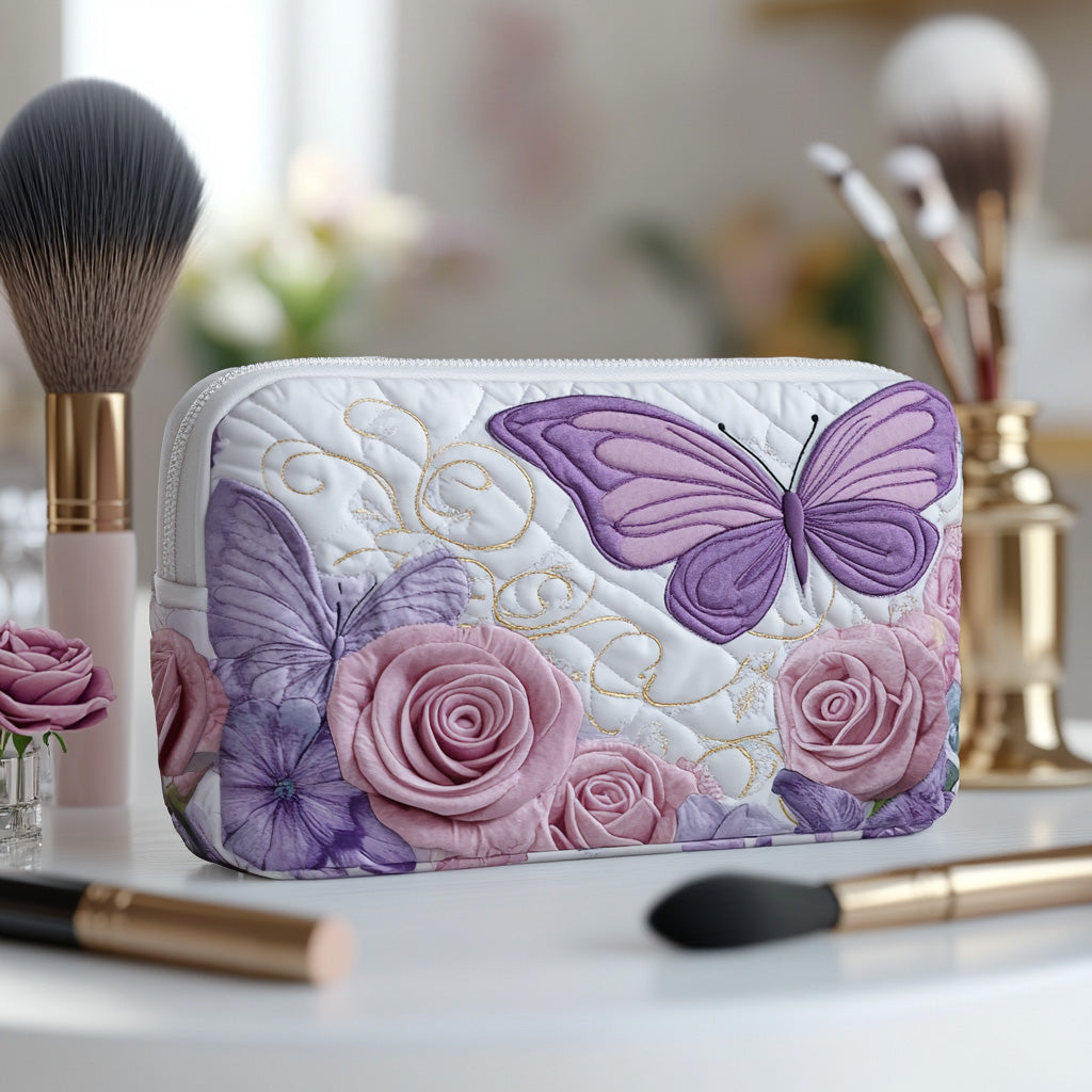 Butterfly & Rose Quilted Makeup Bag VVCLD02