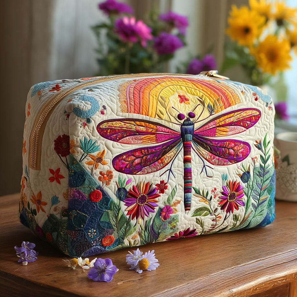 Vintage Dragonfly & Floral Quilted Makeup Bag VVCLD04