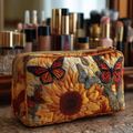 Butterfly & Sunflower Quilted Makeup Bag VVCLD07