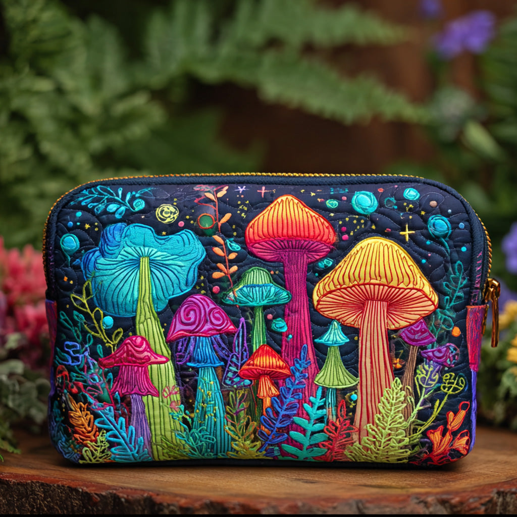 Boho Mushroom Quilted Makeup Bag VVCLD10