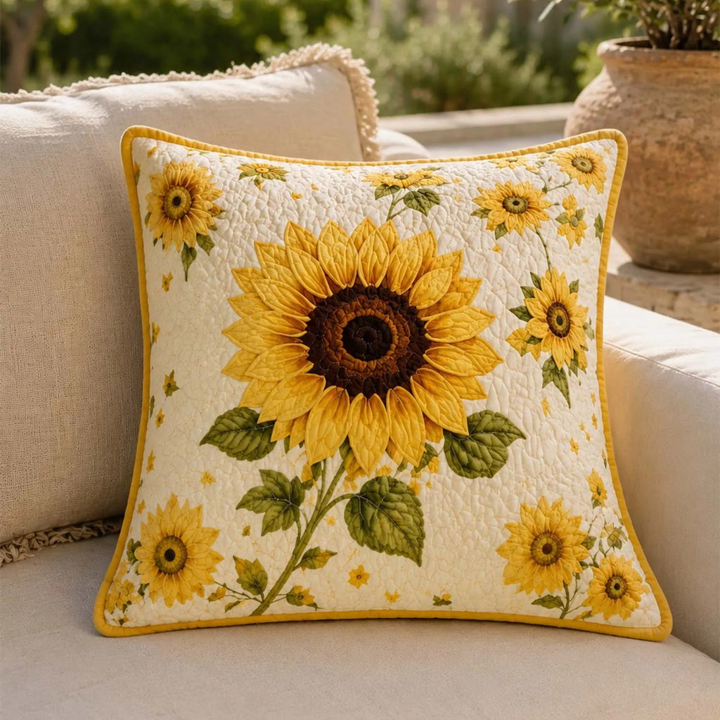 Sunflower Harvest Quilted Pillow Cover VVCLD05