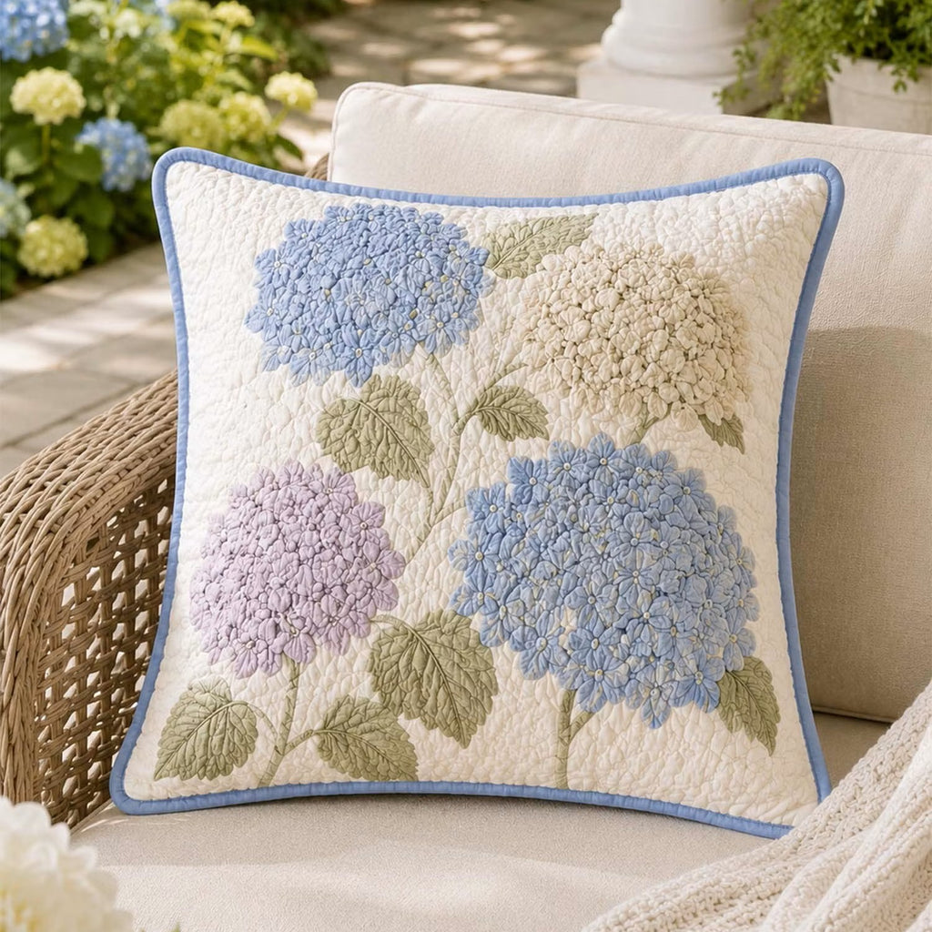 Hydrangea Floral Quilted Pillow Cover VVCLD01