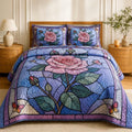 Stained Glass Rose Quilted Bedding Set VVCLD01